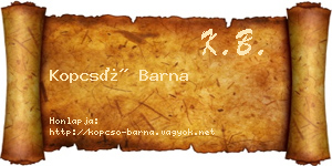 Kopcsó Barna névjegykártya